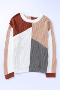Loose Fit Color Block Knit Sweater