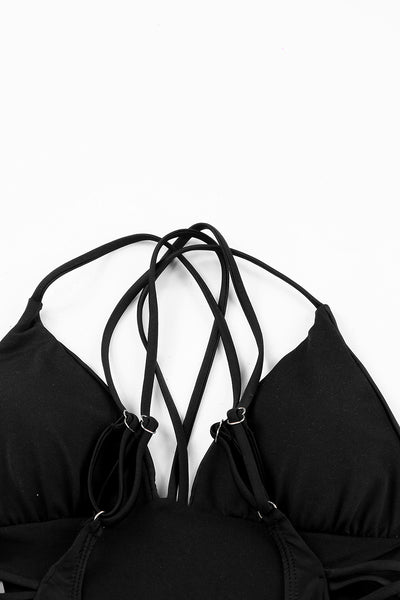 Backless Deep V Neck One Piece Swimsuit