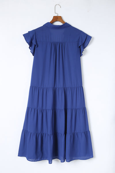 Plus Size Ruffled Tiered A-line Midi Dress