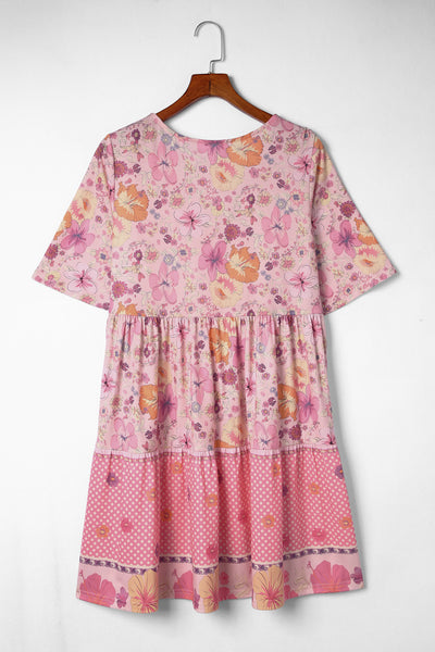Hibiscus Floral Print Ruffle Mini Dress
