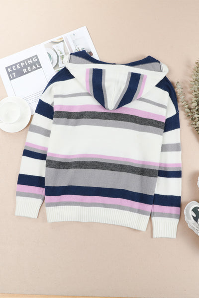 Striped Hooded Knit Sweater