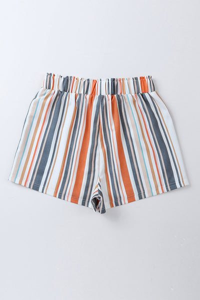 Vintage Washed Elastic Frill Waist Casual Shorts