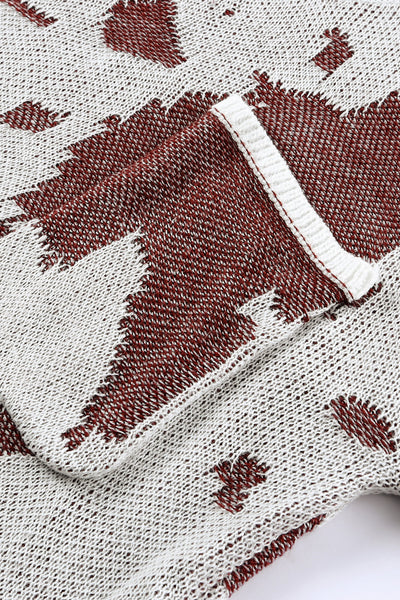 Leopard Print Side Slit Knit Sweater