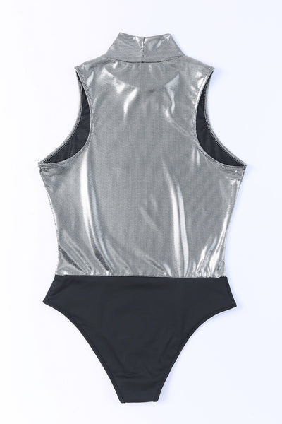 Sequin High Neck Sleeveless Bodysuit