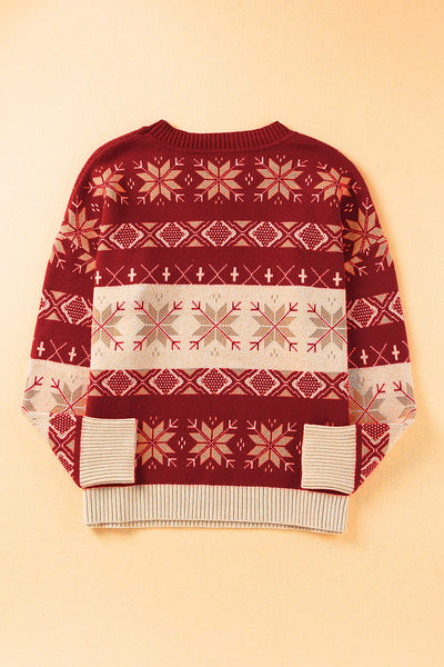 Christmas Snowflake Geometric Pattern Sweater