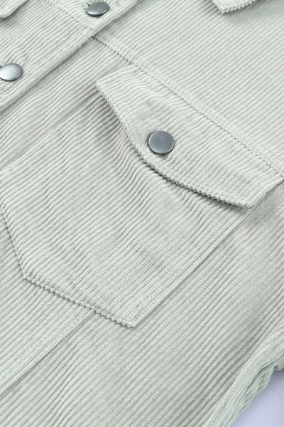 Raw Hem Flap Pockets Cropped Corduroy Jacket