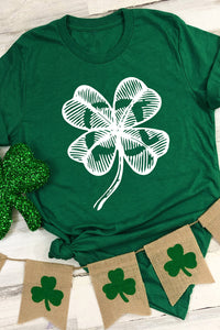 St. Patrick Clover Graphic Print Crew Neck T Shirt