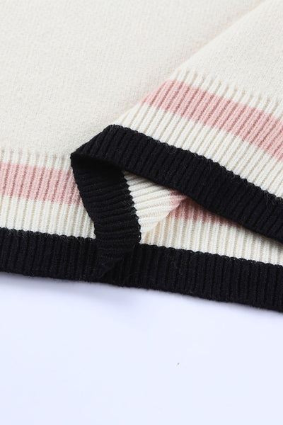 Contrast Neckline Drop Shoulder Sweater