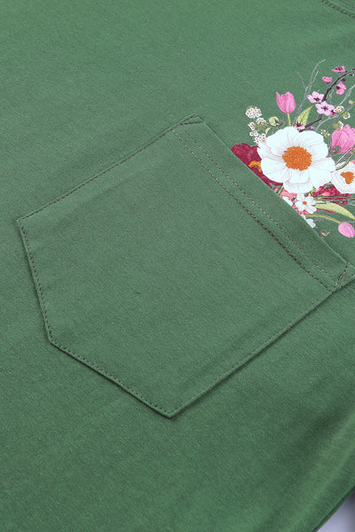 Floral Pocket Casual Short Sleeve Tee