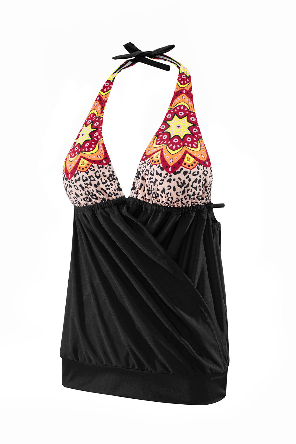 Leopard Print Halter Neck Backless Swimwear