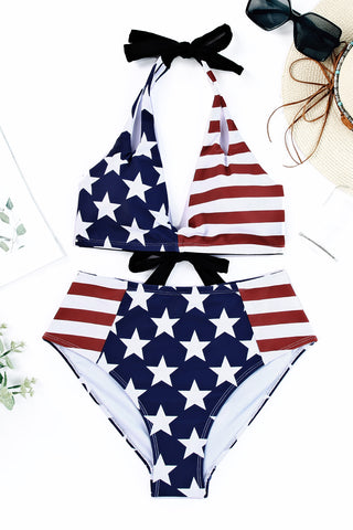 Flag Pattern Bikini Swimsuit