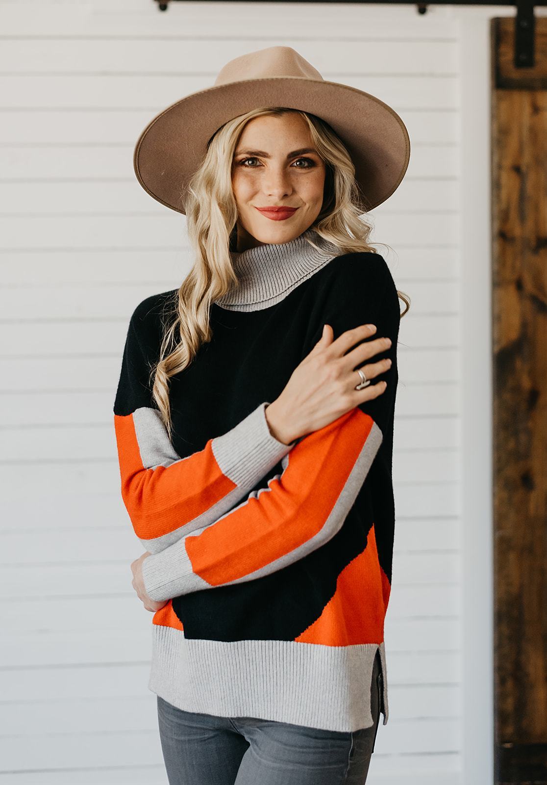 Beverly Color-Block Turtleneck Sweater