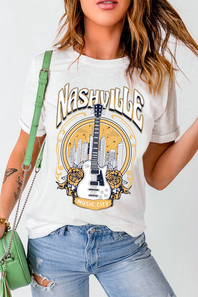 Music City NASHVILLE Guitar Graphic T Shirt