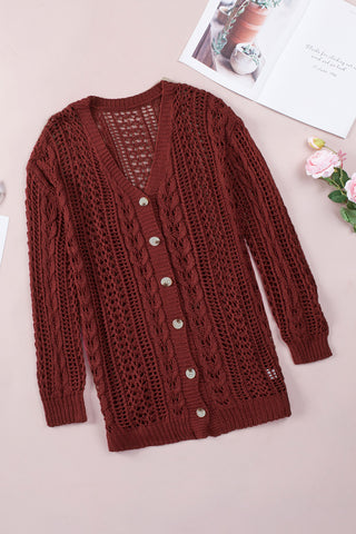 Drop Sleeve Crochet Knit Cardigan