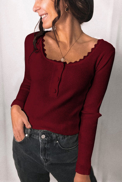 Amelia Buttoned Ribbed Top