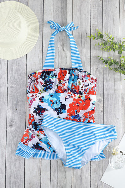 Frilly Friday Floral Ruched Tankini