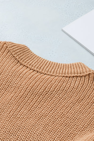 Multiple Pattern Knit Drop Shoulder Sweater