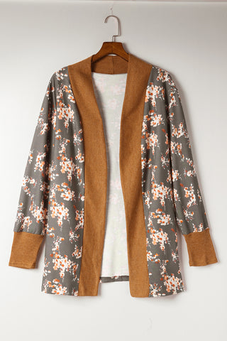 Floral Patchwork Knitted Plus Size Cardigan