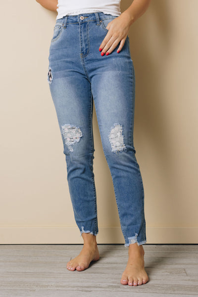 Alita Patchwork Ripped Jeans