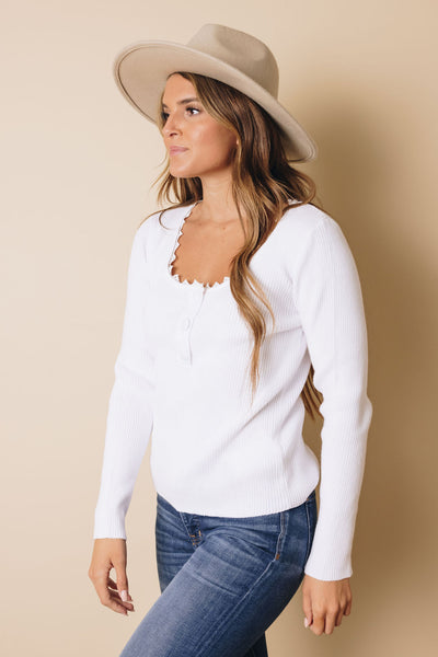 Amelia Buttoned Ribbed Top