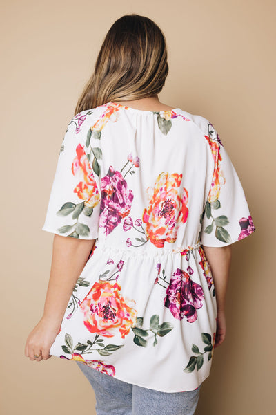 Plus Size - Babydoll Floral Tunic