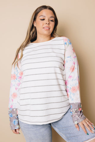 Plus Size - Charity Floral Long Sleeve Top