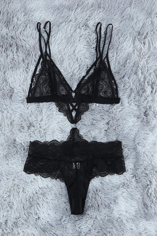 Circle Connected Strappy Lace Teddy Lingerie