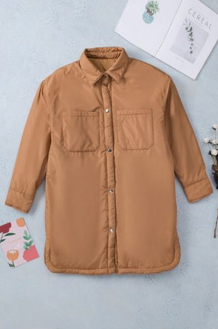Button Down Padded Jacket with Pockets