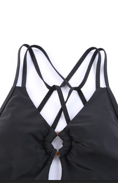 O-ring Decor Hollowed Strappy One Piece Swimsuit
