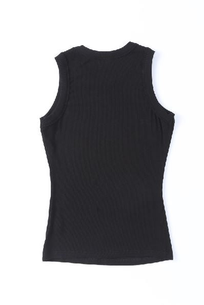 Solid Ribbed Knit Slim Fit Tank Top