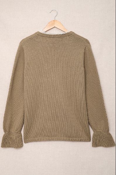 Eyelash V Neck Knitted Sweater