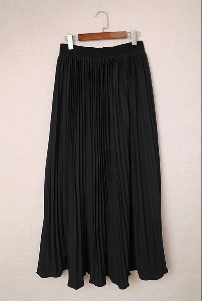 High Waisted Pleated Maxi Skirt