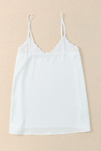 Scalloped V Neck Embroidered Camisole Top