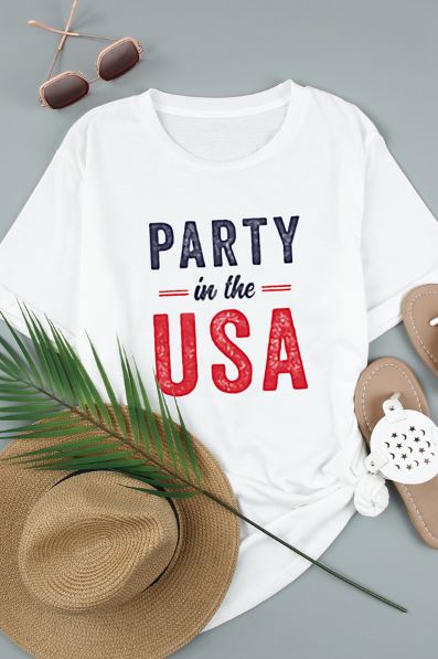 PARTY In The USA Crew Neck Short Sleeve T Shirt