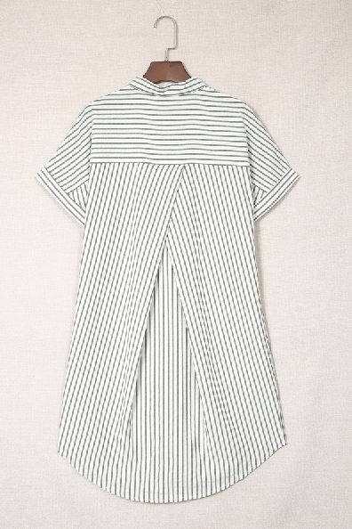 Short Sleeves Striped Shirt Dress