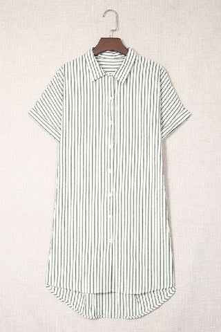 Short Sleeves Striped Shirt Dress