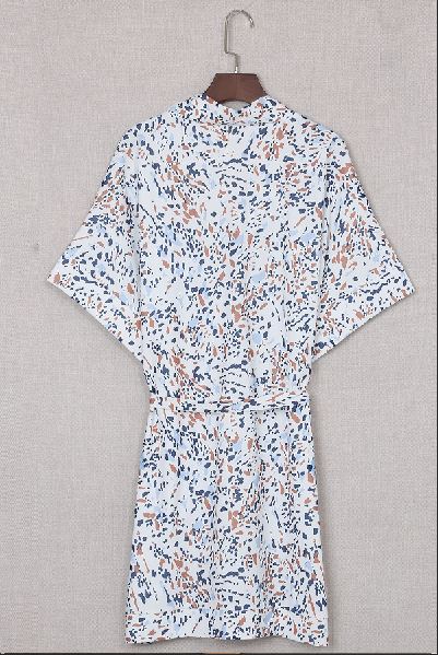 Printed Kimono Sleeve Shirt Mini Dress