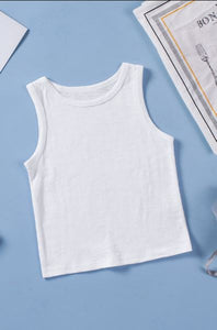 Solid Color O-neck Kid's Tank Top