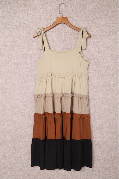 Colorblock Tiered Midi Dress