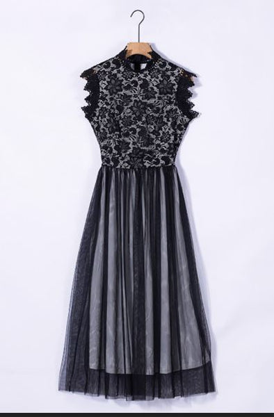 Almond Crochet Lace Dress