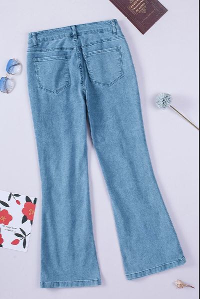 High Waist Seamed Split Flare Jeans
