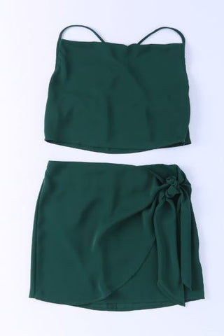 Drape Crop Top and Wrap Skirt Set