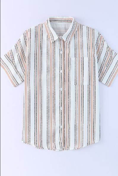 Striped Oversize Short Sleeve Shirt