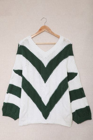 Color Block Drop Shoulder Oversize Sweater