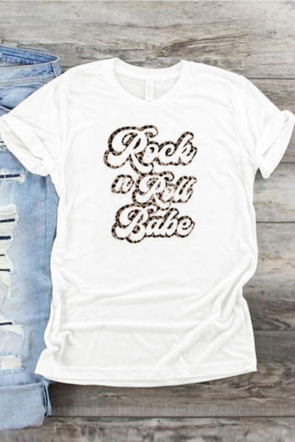Rock N Roll Babe Leopard Graphic Tee