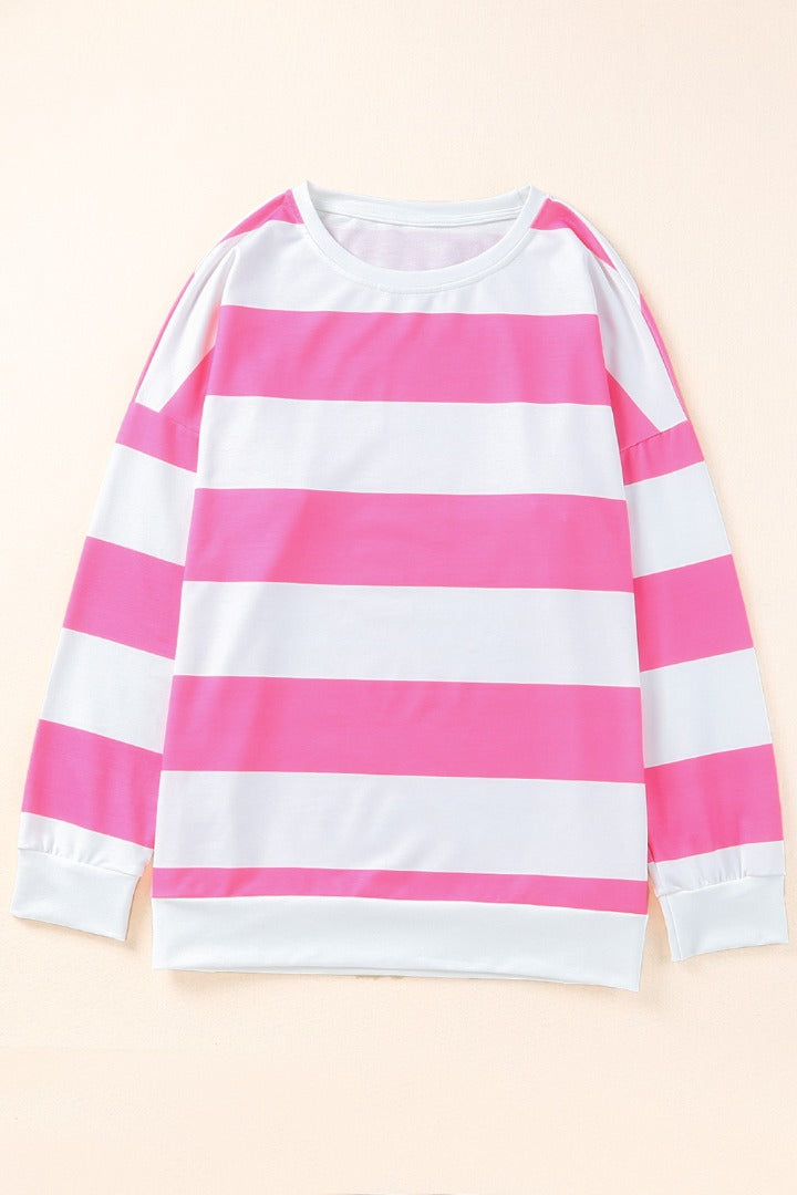 Striped Side Slit Plus Size Sweatshirt