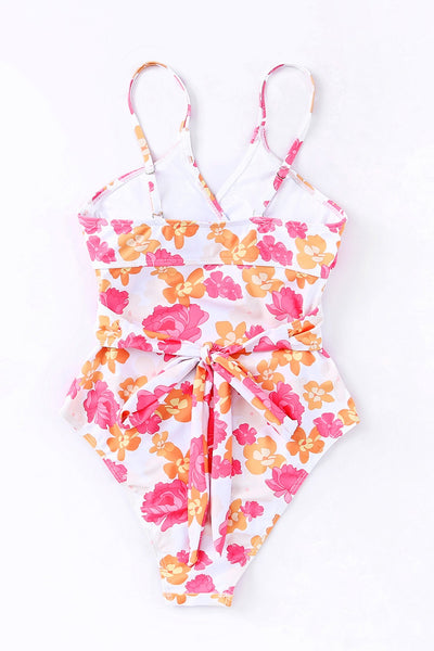 Floral High Waist Cutout One Piece Swimsuit