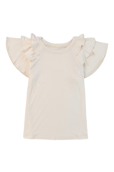 Plain Tiered Ruffled Short Sleeve T Shirt