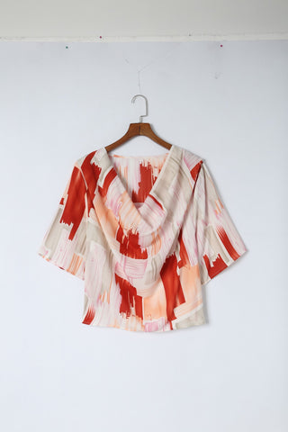 Abstract Print Kimono Sleeve Blouse
