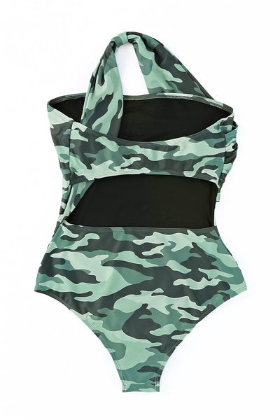 One Shoulder Camouflage One-piece Swimwear